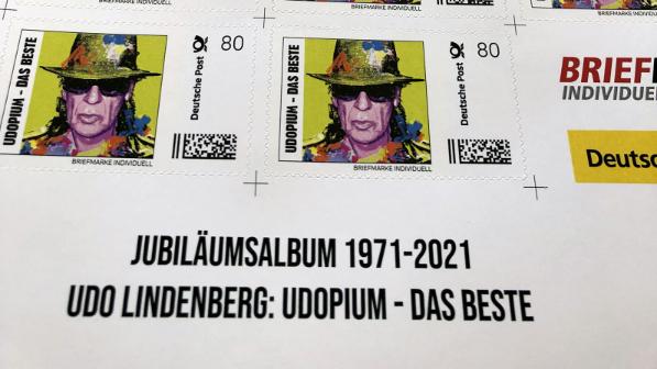 Udo Lindenbergs Porträt auf einem Briefbogen